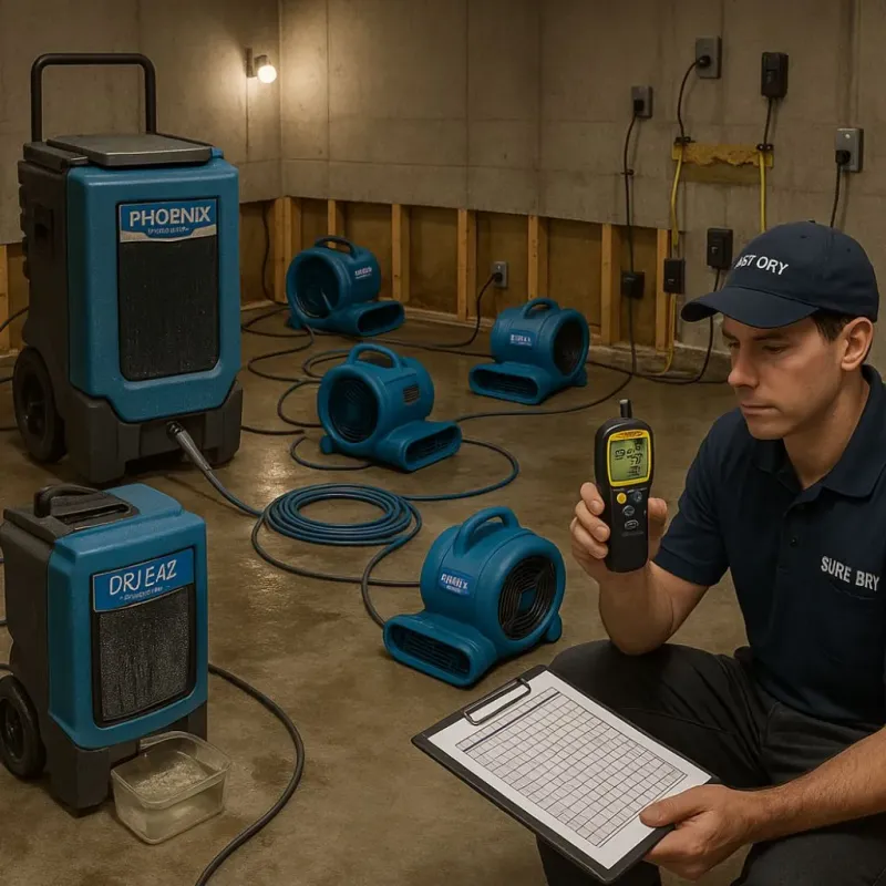 Structural Drying and Dehumidification process in East Brookfield, MA